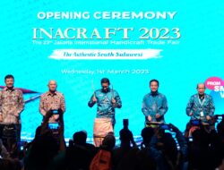 Gubernur Sulsel Dampingi Menparekraf dan Ketum ASHEPI Buka Inacraft 2023