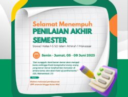 SD Islam Athirah 1 Makassar Gelar Penilaian Akhir Semester Genap Tahun Ajaran 2022-2023
