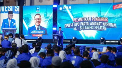 Hadiri Pelantikan Pengurus PAN se-Sulsel, Andi Sudirman Apresiasi Dukungan Fraksi PAN Kawal MYP Pemprov